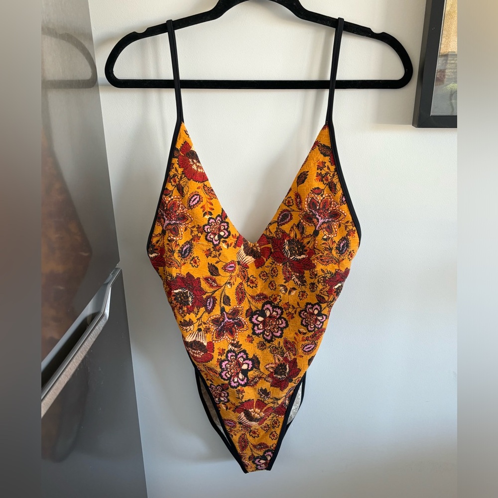 Free People High Leg Tie Back Halter One Piece Swimsuit
